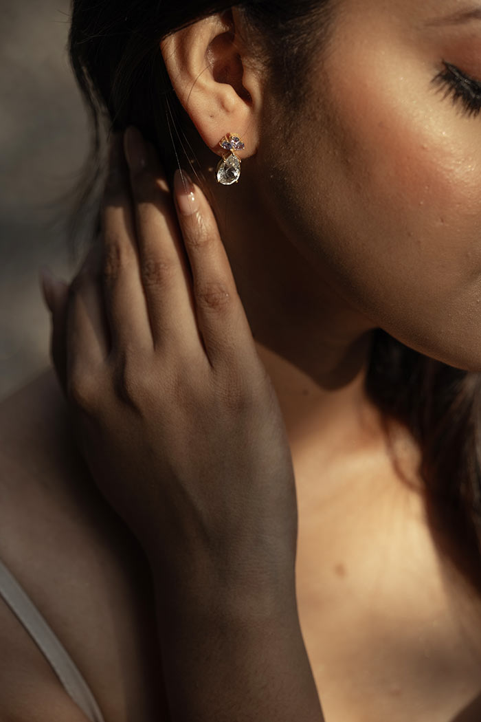 Elara | Tanzanite and White Topaz Earrings