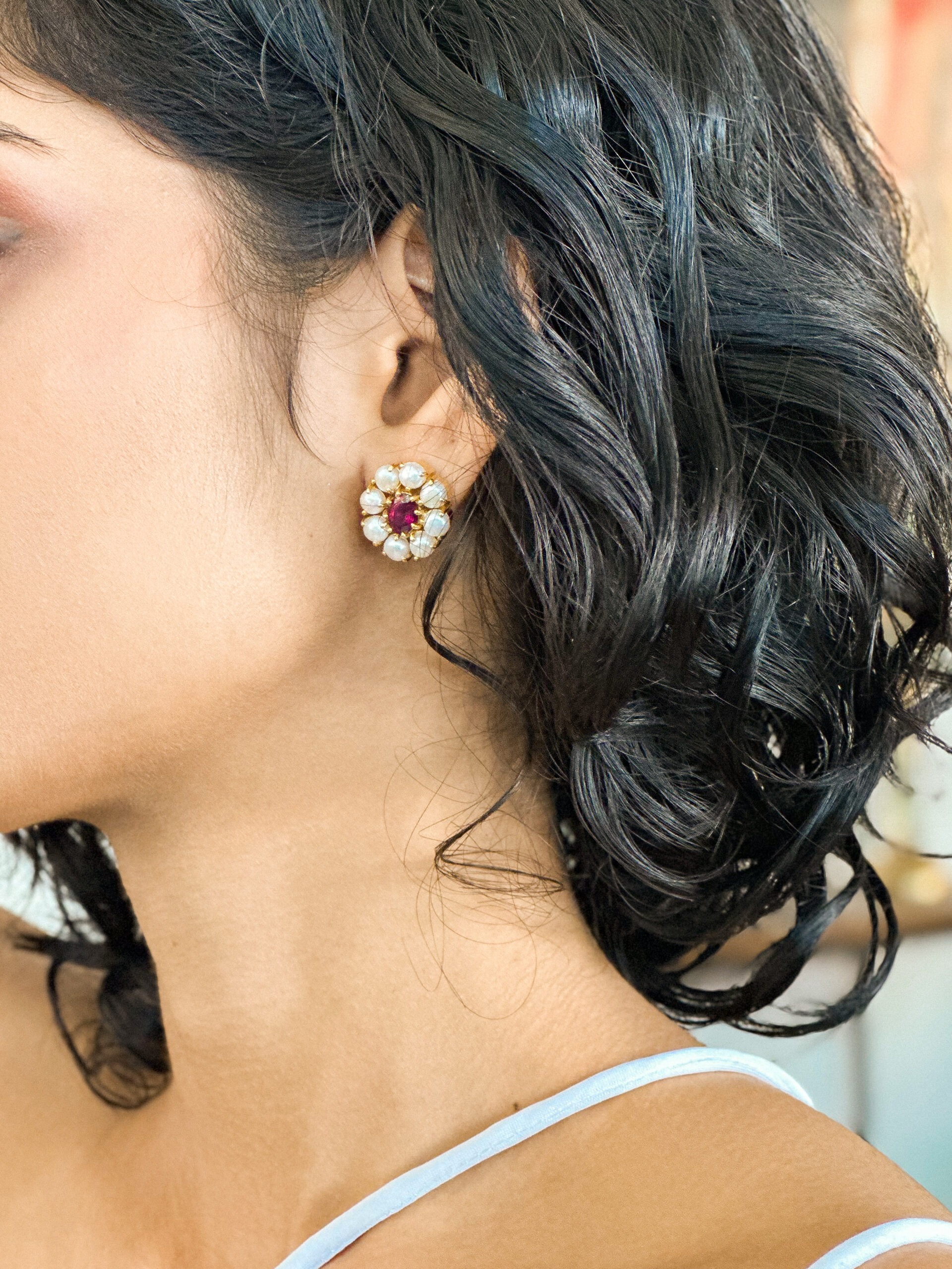 Isabella | Rose Garnet and Pearl Earrings