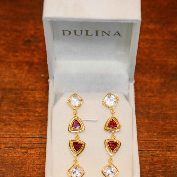 Cheryl | White Topaz and Red Garnet Earrings - Image 4