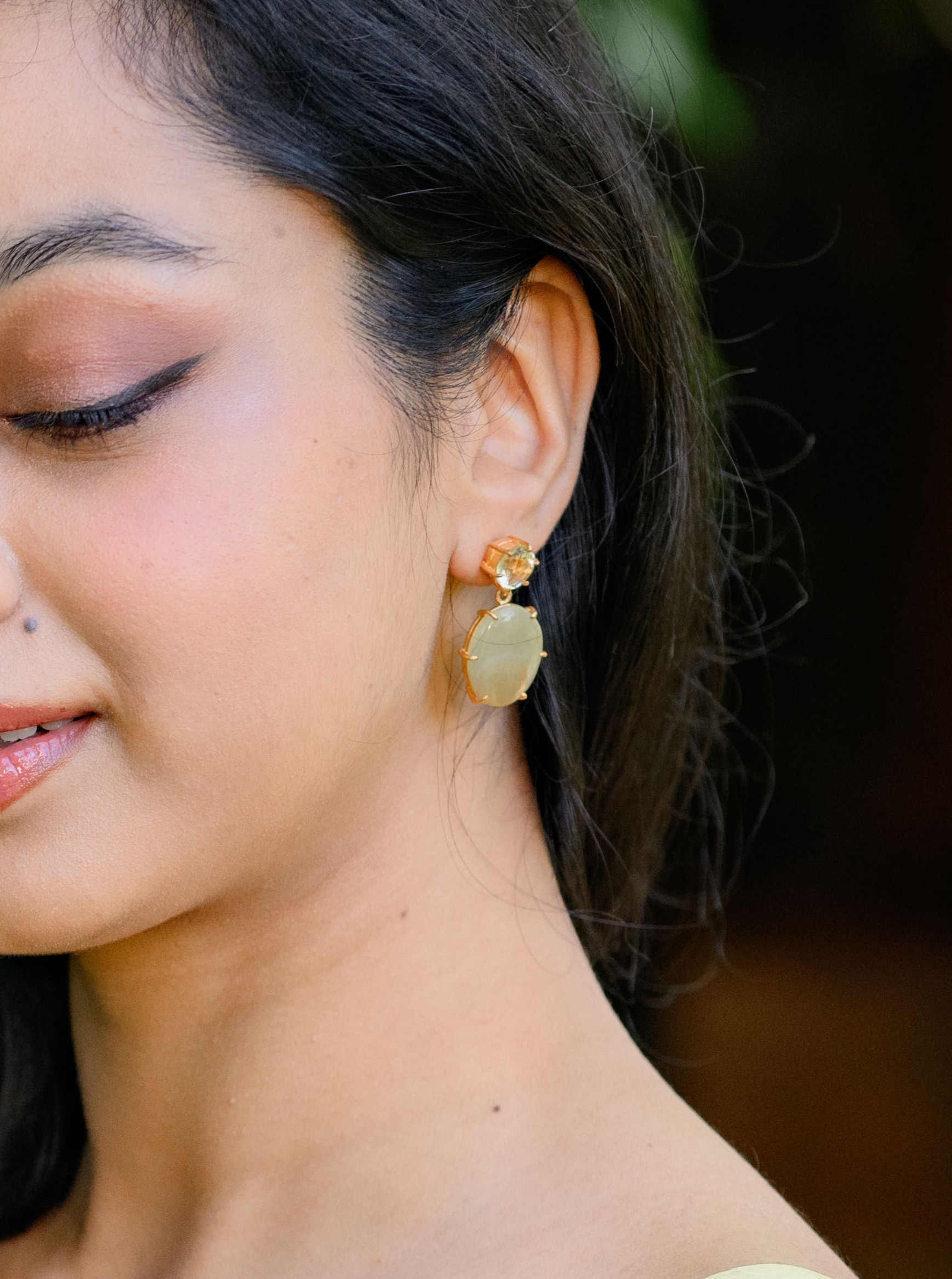 Zora | Green Gold and Onyx Earrings