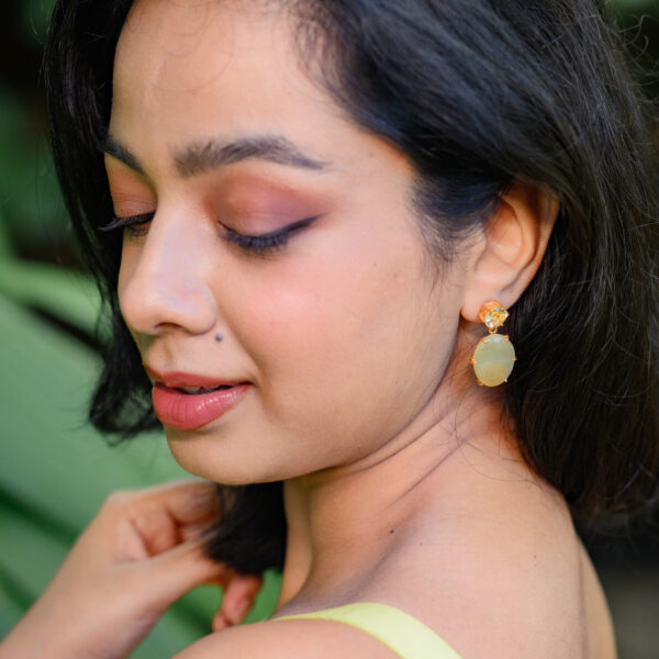 Zora | Green Gold and Onyx Earrings - Image 2