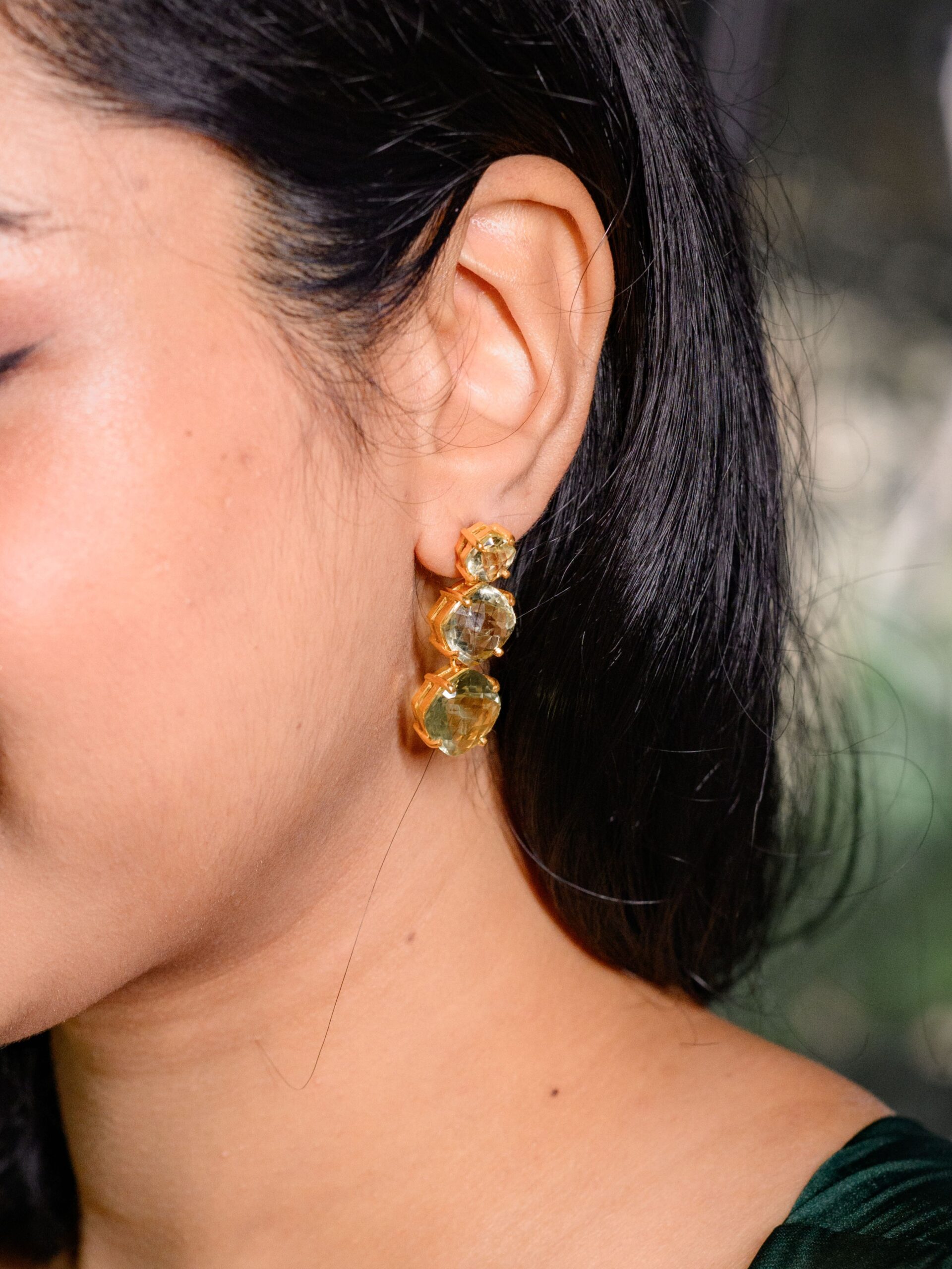 Tessa | Green Gold Earrings