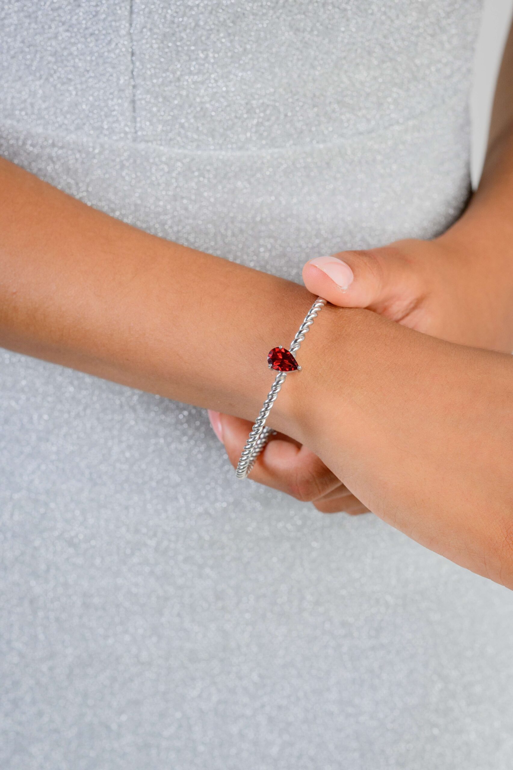 Maia | Red Garnet Cuff Bracelet